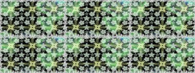 Elle boyanmış suluboya, dikişsiz çiçekler ve bitkiler. Yeşil renkte çiçekler.