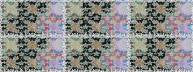 Gri renkli çiçekler. Renkli Bahar Temalı Kusursuz Arkaplan. Düz Çiçek Elementleri Tasarımı. Çiçekli, suluboya desenli kusursuz çiçek deseni. Raster illüstrasyonu.