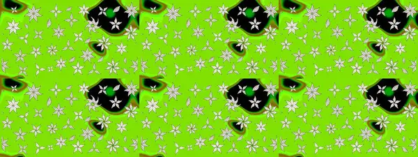 Çiçek desenli eskiz. Gömlek baskısı için çiçek boyası. Yeşil renkte çiçekler.