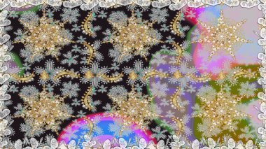 Raster geleneksel oryantasyon süsü. Kusursuz klasik altın desen. Altın elementlerle gri renklerde altın desen.