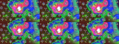 Raster deseni. Yeşil renklerde. Küçük çiçekteki sevimli çiçek deseni. Soyut çiçek çizim kalıbı arka planı. Raster illüstrasyonu.