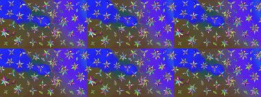 Mavi renkli çiçekler. Raster düz çiçek çizim deseni. Tasarım hediye paketi, tebrik kartları, posterler ve afiş tasarımı.