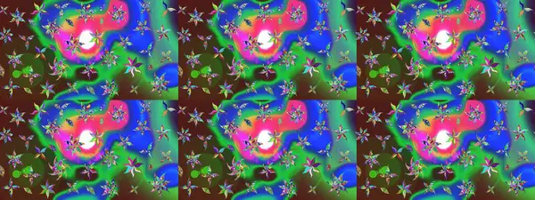 Raster deseni. Yeşil renklerde. Küçük çiçekteki sevimli çiçek deseni. Soyut çiçek çizim kalıbı arka planı. Raster illüstrasyonu.