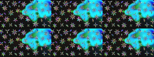 Çiçek desenli çizim. Renkli Bahar Teması eskiz kalıbı. Gri renkli çiçekler. Asya tekstil tarzında. Düz Çiçek Elementleri Tasarımı. Raster illüstrasyonu.