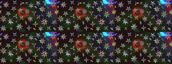 Raster Floral Illustration, Asyalı tekstil. Gri renkli etnik çiçeklerle zarif eskiz deseni.