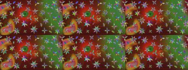 Kahverengi renklerde bahar çiçekleri. Patlayan çiçekler soyut olarak yerleştirilmiş. Raster illüstrasyonu. Raster deseni.