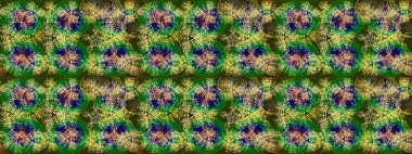 Yuvarlak raster kar tanesi. Renkli arka planda izole tatlı kar taneleri. Soyut kış yeşili, mavi ve sarı süs. Güzel kar tanesi. Raster illüstrasyonu.