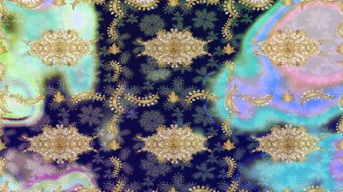 Kış kar dokusu duvar kağıdı. Noel Altın Kar Tanesi eskiz modeli. Mavi renkte altın kar taneleri. Sembol tatili, yeni yıl kutlaması, altın desenler..