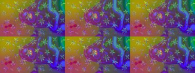 Düz Çiçek Elementleri Tasarımı. Raster illüstrasyonu. Chichi 'nin kumaş kalıbını çiz. Çiçek deseni. Renkli Bahar Teması çizim şablonu.