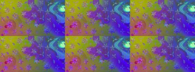 Raster illüstrasyonundaki çiçek desenli çizim. Suluboya tarzında mor renkte çiçekler.