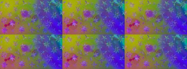 Raster illüstrasyonundaki çiçek desenli çizim. Renkli Yaz Temalı eskiz kalıbı. Düz Çiçek Elementleri Tasarımı. Yeşil renkte çiçekler.