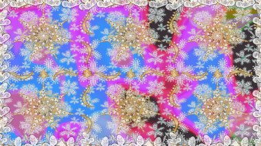 Süslü dekorasyon. Tarafsız renklerdeki altın desenler ve altın elementler. Lüks, kraliyet ve Viktorya dönemi konsepti. Raster klasik barok çiçeksiz altın desenli..