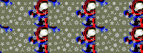 Düz Çiçek Elementleri Tasarımı. Yeşil renkli çiçekler. Çiçekli çizim şekli. Renkli Bahar Teması çizim şablonu.