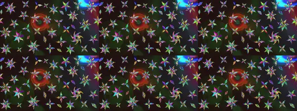 Raster Floral Illustration, Asyalı tekstil. Gri renkli etnik çiçeklerle zarif eskiz deseni.