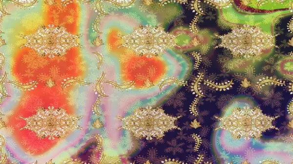 Tarafsız ve altın desenli. Tekrarlayan ögelerle soyut arkaplan çiz. Zarif raster klasik desen.