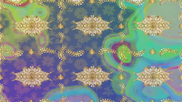 Altın renkli çizim çizimi. Raster geometrik arka plan. Senin tasarımın için, duvar kağıdı. Tarafsız renklerde altın çiçekli eskiz deseni.