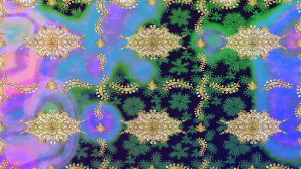 Geleneksel oryantasyon süsü. Klasik klasik klasik arka plan. Klasik Raster altın desenini çiz. Altın elementlerle mavi renklerde altın desen.