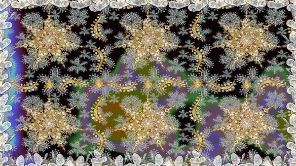 Süslü dekorasyon. Raster klasik barok çiçeksiz altın desenli. Lüks, kraliyet ve Viktorya dönemi konsepti. Gri renklerdeki altın desenli altın elementler.