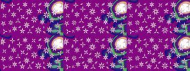 Çiçekli karalama şeklinde Raster çiçek deseni. Mor renkli çiçekler. Nazik, narin çiçek arkaplanı.