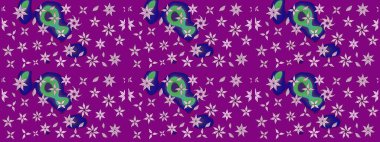 Raster Güzel kumaş deseni. Raster suluboya çiçek deseni, narin çiçekler, mor çiçekler, tebrik kartı şablonu..