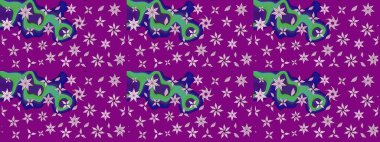 Yumuşak, bahar çiçekleri mor renklerde. Çiçek ve yapraklı karalama şeklinde Raster çiçek deseni. Raster illüstrasyonu.