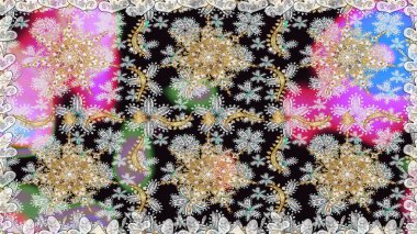 Kusursuz klasik raster altın desenli. Klasik klasik klasik arka plan. Geleneksel oryantasyon süsü. Altın elementlerle gri renklerde altın desen.