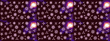 Raster illüstrasyonu. Kahverengi renklerde bahar çiçekleri. Çiçek ve yapraklı karalama şeklinde Raster çiçek deseni.