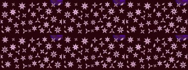 Renkli Bahar Teması eskiz kalıbı. Düz Çiçek Elementleri Tasarımı. Raster illüstrasyonundaki çiçek desenli çizim. Kahverengi renkte çiçekler.