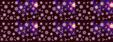 Millefleur 'lar. Küçük kahverengi çiçekli oldukça eski bir besin torbası deseni. Tekstil, kumaş, kapaklar, duvar kağıtları, baskı, paket, koleksiyon defteri, örgü, dekupaj için çiçek arkaplanı..