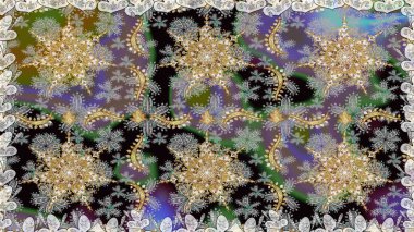 Oriental raster klasik gri ve altın desenli. Kusursuz soyut bir arkaplan. Raster illüstrasyonu.