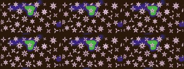 Küçük çiçekteki sevimli çiçek deseni. Raster illüstrasyonu. Kahverengi renklerde. Raster deseni. Soyut çiçek çizim kalıbı arkaplanı.