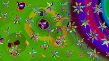 Yeşil renklerde. Raster illüstrasyonu. Anti-stres için Raster soyut şablon sayfası.