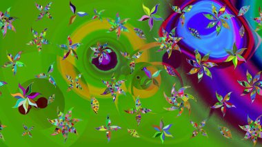 Modern çiçek arkaplanı. Halk tarzı. Moda baskıları için zarif bir şablon. Parlak renkli çiçekleri ve yeşil yaprakları olan harika bir çiçek deseni..