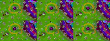 Küçük çiçekli basit bir çiçek çizimi. Moda baskısı, albüm, ambalaj kağıdı ve duvar kağıdı için zarif dekoratif süslemeler. Yeşil renkte şirin çiçekler. Raster illüstrasyonu.