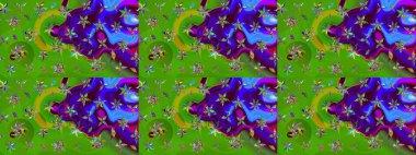 Kumaş, tekstil, duvar kağıdı baskısı için. Eskiz geçmişi. Miles Fleur, süslü püslü bir süs. Tomurcukları papatya çiçekleri olan sevimli bir çiçek deseni. Raster illüstrasyonu. Antika retro tarzı.