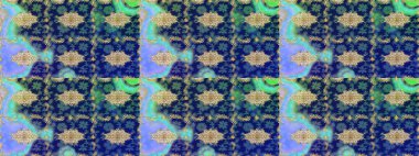 Oriental raster klasik mavi ve altın desenli. Raster illüstrasyonu. Soyut arkaplan çizimi.