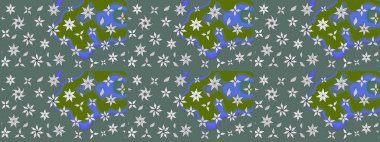 Raster illüstrasyonundaki çiçek desenli çizim. Tarafsız renklerde çiçekler.