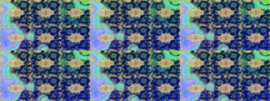 Oriental raster klasik mavi ve altın desenli. Raster illüstrasyonu. Soyut arkaplan çizimi.