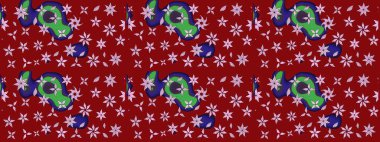 Düz Çiçek Elementleri Tasarım Raster illüstrasyonu. Çiçek desenli eskiz. Renkli Bahar Teması eskiz kalıbı. Kırmızı renkte çiçekler.