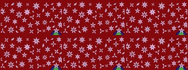 Kırmızı renkte çiçekler. Renkli Bahar Teması eskiz kalıbı. Raster illüstrasyonundaki çiçek desenli çizim. Düz Çiçek Elementleri Tasarımı.