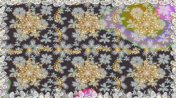 Gri renkli ve altın elementli altın desenli. Klasik klasik klasik arka plan. Kusursuz klasik raster altın desenli. Geleneksel oryantasyon süsü.