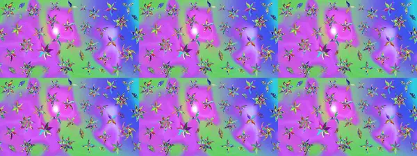 El çizimi çiçekli soyut çizim kalıbı. Raster illüstrasyonu. Mor renkte çiçekler.
