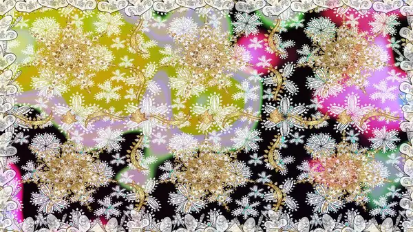 Raster altın desen. Doğu tarzı arabesk. Kusursuz altın desenli bukleler. Raster illüstrasyonu. Altın elementli nötr renkler.