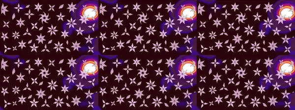 Raster illüstrasyonu. Kahverengi renklerde bahar çiçekleri. Çiçek ve yapraklı karalama şeklinde Raster çiçek deseni.