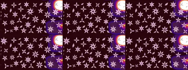 Şirin çiçekli eskiz deseni ve kahverengi renkli yapraklar, suluboya çiçek deseni, duvar kağıdı, kart veya kumaş için fayanslı. Raster illüstrasyonu.