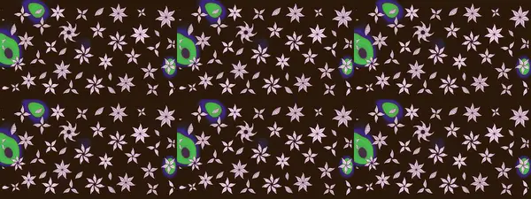 Raster illüstrasyonu. Renkli desenli eskiz deseni, kahverengi çiçekler ve dekoratif elementlerle. Kumaş, tekstil, duvar kağıdı baskısı için. Eski usul. Taslak arkaplan.