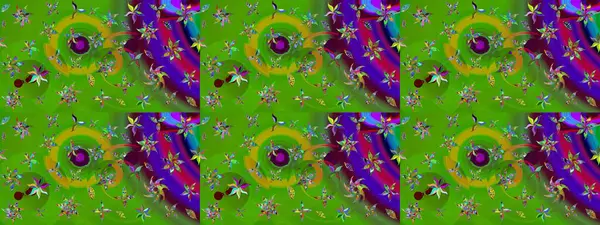 Küçük çiçekli basit bir çiçek çizimi. Moda baskısı, albüm, ambalaj kağıdı ve duvar kağıdı için zarif dekoratif süslemeler. Yeşil renkte şirin çiçekler. Raster illüstrasyonu.