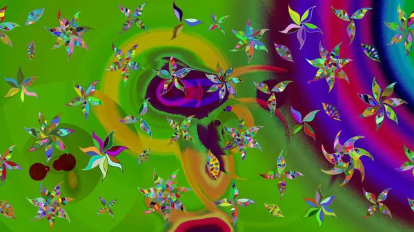 Çiçekli bahar çiçekleri. Küçük renkli çiçekler. Motley illüstrasyonu. Moda baskıları için zarif bir şablon. Küçük çiçekte şirin desenler.