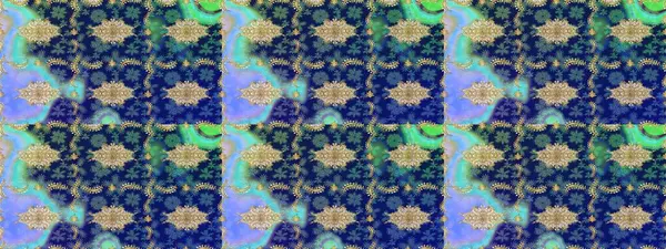 Oriental raster klasik mavi ve altın desenli. Raster illüstrasyonu. Soyut arkaplan çizimi.