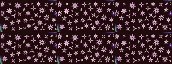 Kahverengi renkli şirin çiçek deseni. Renkli Bahar Teması eskiz kalıbı. Düz Çiçek Elementleri Tasarımı. Raster Modaya uygun kumaş deseni.